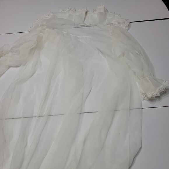 CAPRI Originals Robe Slip Set Womens Small Dress Cream Sleeveless Lace Butterfly - Picture 12 of 13